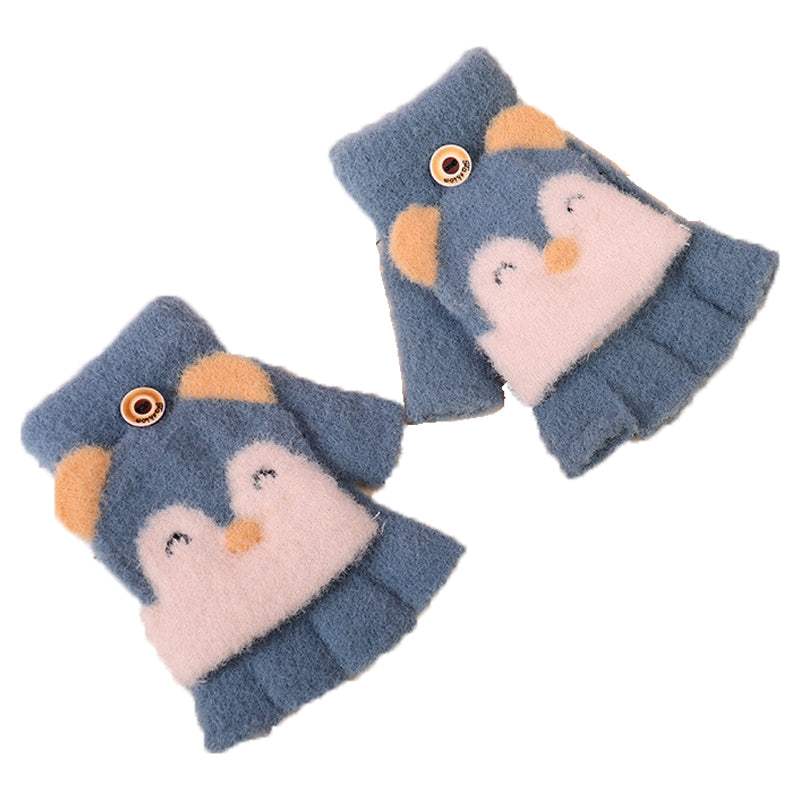 1 Pair Kids Mink Velvet Warm Gloves Half Finger Cover Cartoon Shape 1 Pair Kids Mink Velvet Warm Gloves Half Finger Cover Cartoon Shape